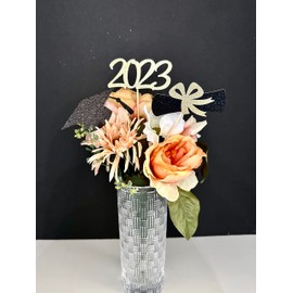 Graduation Centerpieces Set of 3. Gold Glitter and Black Glitter