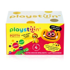 Playstilin Potty - Extra Soft Play Dough, Easy Mouldable Vegan Children's Dough, Creative Plasticine Kneading Set with Accessories and Tools in the Box, Modelling Clay Air-Drying
