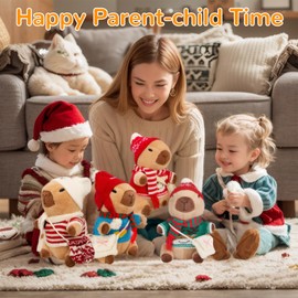 Capybara Plush with 10 Pcs Capybara Costume Fall and Winter Style Dress Up,Christmas Plush, Christmas Set Capybara Backpack Decoratio, Capybara Stuffed Animal Birthday Gifts for Boys and Girls