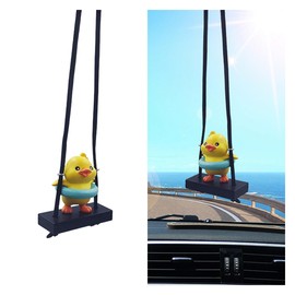 Swinging Duck Car Hanging Ornament, Cute Car Rearview Mirror Hanging Accessories, Car Interior Rear View Mirror Charm, Car Pendant Aesthetic Decoration Present for Women Men Kids (Swim ring)