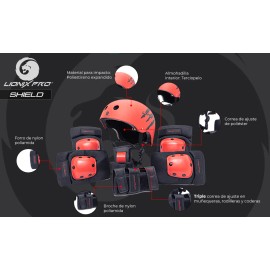 Set De Casco Y Protectores Lionix Pro Shield Rojo