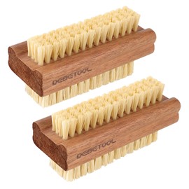 DEBETOOL Acacia Wood Firm Nail Brush,2 Pack Wooden Nail Scrub Brush for Fingernail cleaning,Natural two Side Nail Scrub Brush