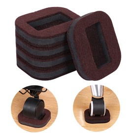 16 PCS Felt Furniture Coasters Caster Cups, Bed Office Chair Furniture Wheel Stoppers to Prevent Sliding, Felt Bottom Furniture Pads for Hardwood Floors, Prevent Scratches (Brown, L: 2.1" * W:1.3")