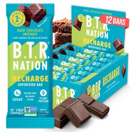 B.T.R Nation Keto Superfood Protein Bars, Plant Based Vegan - Brownie RECHARGE | 12 Bars | Low Carb and Gluten Free, Free of Sugar Alcohols and Boosted with Powerful Superfoods