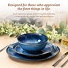 Feastly Plates and Bowls Sets 12 Pieces, Blue Reactive Glaze