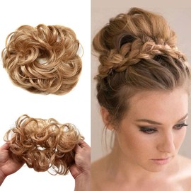 Healthlif Synthetic Hair Bun Fancy Chignon Messy Curly Hair Band Elastic Scrunchy False Hair Pieces For Women Hairpieces (R24H613#)