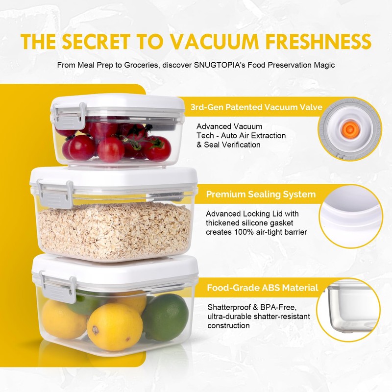 SNUGTOPIA Vacuum Seal Food Storage Containers Set - Airtight BPA-Free