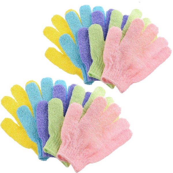 Pack of 10 Shower Gloves, Exfoliating Gloves, Scrubbing Bath Gloves, Double-Sided Bathwater Scrubbing Massage Gloves, Exfoliating Mitt, for Men, Women, Children