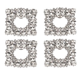 2 Pairs Rhinestone Shoes Buckle Fashion Sparkling DIY Crystal Shoes Clip for Wedding Party Shoes Accessories Rhombic Quadrilateral