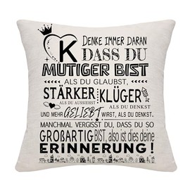 Bommex Inspirational Gift A-Z Initials DASS Du Bold Pillowcases for Women Men Girls Boys Sister Friends Mum Dad Grandma Daughter Son Positive Gift Birthday (K)