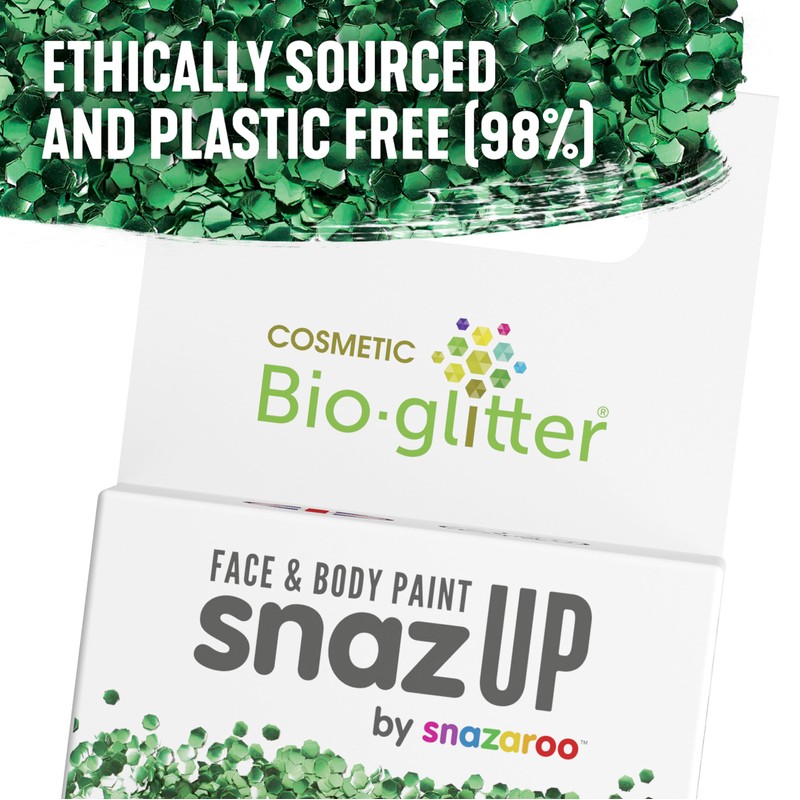 Snazaroo Bio Glitter Face and Body Paint, Biodegradable Fine Gliter,Green