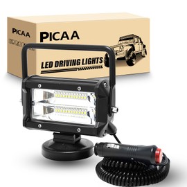 PICAA LED Work Light with Magnetic Base, 5 Inch 72 W 12 V 24 V LED Floodlight, Off-Road Lighting for Car SUV ATV, Tractor, Truck, 4 x 4, Boat, 6000 K LED Search Light, Work Light (1 Piece)