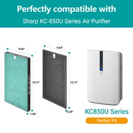 OKKFITR 3-Stage Replacement Filter: Particulate Filter+ Activated Carbon | Compatible with Sharp KC-850U & KC-C100U Air Purifiers (1 SET Pack)