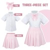 Girls' School Uniform Skirt Set，Girls Bow Tie Shirt Top with