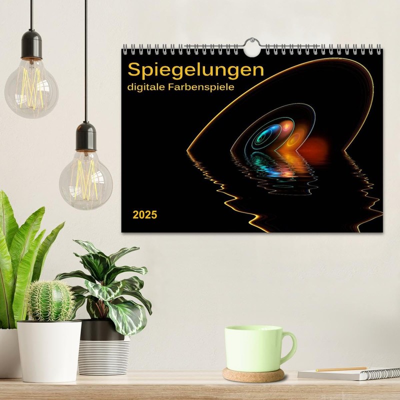 Spiegelungen - digitale Farbenspiele (Wandkalender 2025 DIN A4 quer), CALVENDO