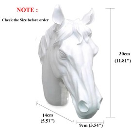 RTGGSEL Retro Faux Horse Wall Mount Simulated Resin Taxidermy Animal Head Ornament Wall Sculpture Wall Decor (11.8" X 3.5" X 5.5") (White Horse)