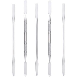 Varilla agitadora para cosméticos y maquillaje de acero inoxidable, 5 piezas, espátula de doble extremo para mezclar base y sombras de ojos, uso en salón profesional