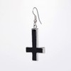 Inverted Black Cross Hand Painted Enamel on Silver Finish Pewter