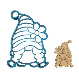 Gnome with Braids & Flower - Elf Hair - Dasiy - Goblin - Dwarf - Brownie - Garden gnome - Hippie - Cookie Cutter/Sugar Cookie/Fondant/Clay (0298) (4 inch)