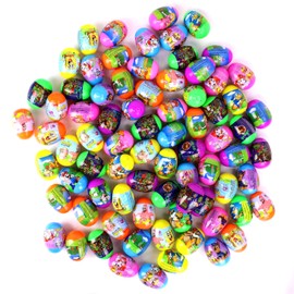 Assorted 80 Count Bulk Prefilled Plastic Eggs with Candy, Assorted Colors & Characters Including Mario, SpongeBob, Teenage Mutant Ninja Turltles, & Dogs, Perfect for Party Favors or Birthday Party Treasure Hunts