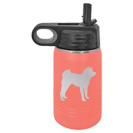 Akita Dog Insulated Water Bottle | Stainless Steel | Akita Dog Lover | Akita Gifts (12 oz, Coral)