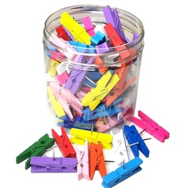Otylzto 70PCS Per Can Colorful Push Pin with Wooden Clips,Decorative Pushpins Tacks Thumbtacks for Cork Board Artworks Notes Photos, Craft Projects, Offices and Homes (8 Colors)