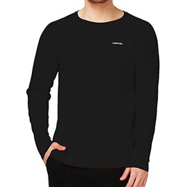 Camii Mia Mens Long Sleeve Sun Protection Shirts, Sun Shirts for Men UPF 50+ SPF T-Shirts for Fishing, Running, Hiking (Large, Black)