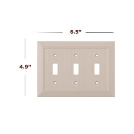 Pack of 2 Wall Plate Outlet Switch Covers by SleekLighting | Classic Ivory Beadboard Wall plates| Variety of Styles: Rocker/Receptacle/Toggle / & Combo | Size: (3 Toggle)