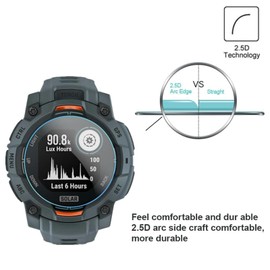 AWADUO Compatible with Garmin Tactix 8 51mm Screen Protector 0.33mm Watch Tempered Glass Screen Film Protector Made From Real Glass Full Coverage HD Clear Anti-Scratch