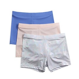 Playground Pals girls Breathable Seamless Play Short, 3 Pack Trunks, Iridescent/Crystal Pink/Blue, Large US