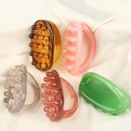 18개의 구슬이 있는 휴대용 구아샤 마사지 롤러, 천연 레진 소재, 허리, 목, 등, 다리, 바디 경락 스크래핑 [05 Yellow] Portable Gua Sha Massage Roller with 18 Beads, Natural Resin Material, for Waist, Neck, Back, Legs, Body Scraping [05 Yellow]