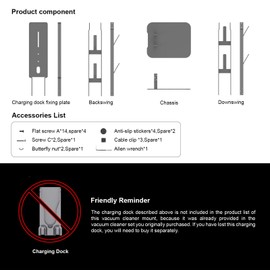 AIKOLZON Heavy-Duty Carbon Steel Vacuum Stand for Dyson - Wall-Mounted Space-Saving Design, No Drilling Required, Universal Mount for All Dyson Cordless Vacuums and Accessories