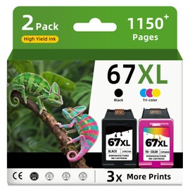 67XL Ink Cartridges Replacement for HP Ink 67 XL Black and Color Combo Pack HP67 HP67XL for 2700 2700e 2752 2752e 2742e 2755e 2855e 4100 4100e 4152e 4155e 6000 6055e 6400 6458 6458e Printer (2 Pack)