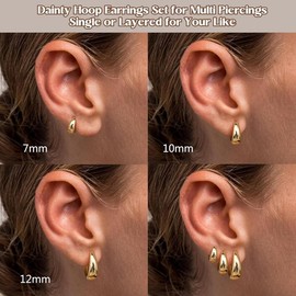 Gorgeous 3 Pairs Gold Hoop Earrings Set for Women - Chunky Gold & Silver Hoop Earrings, Gold Filled Hypoallergenic Small Huggie Hoop Earrings, Tiny Gold Trendy Thick Hoop Earrings. Perfect for Multiple Piercing Stacks to Elevate Your Style. - Colour: 14K