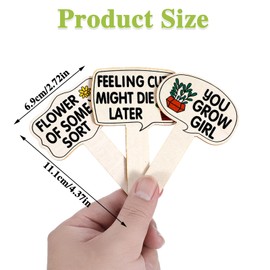 15 Pcs Funny Plant Signs for Indoor Plants Wooden Plant Labels Tab with Funny Text and Emoticons Garden Plants Markers for Outdoor Waterproof Growing Words Flowers Greenery Seedling
