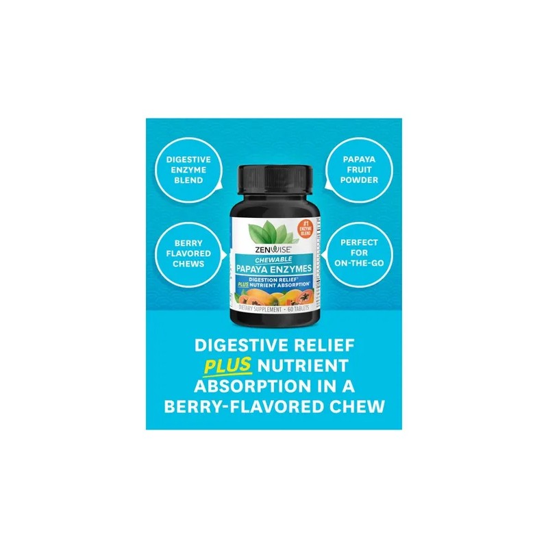 Zenwise Enzimas De Papaya 60 Tabletas Masticables Sabor Sin sabor