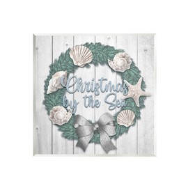 Stupell Industries Christmas By The Sea Nautical Wreath Wood Wall Art, Design by Marcus Prime