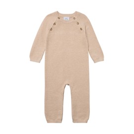 Stellou & friends Jumpsuit for Babies & Toddlers, Wool Suit, Baby Clothing Made of 100% Cotton, Winter Jumpsuit, One-Piece with Buttons in Wood Look and Slanted Raglan Sleeves, Oeko-Tex Certified,