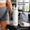 Mininoo 24 oz Insulated Ceramic-Lined Water Bottle with Straw, White