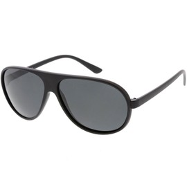 zeroUV - Oversize Flat Top Polarized Lens Aviator Sunglasses 61mm (Matte Black/Smoke Polarized)
