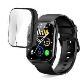 Compatible for DUSONLAP Smart Watch Case, Lamshaw Soft Slim TPU All Around Protective Shell Anti-Scratch Bumper Cover Case Compatible for DUSONLAP MT65 Smart Watch-1.85 Inches (Black)