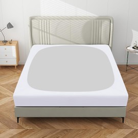 PureFit - Funda elástica para somier, tamaño matrimonial, elástica ajustada alrededor de 4 lados, resistente a las arrugas y a la decoloración, se adapta a camas de tamaño completo, color blanco