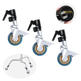 Photography C Stand Wheels 25mm: Heavy Duty C Stand with Boom Arm Wheel Base, Compatible with Takerers/Neewer and Other 25mm C Stand Legs for Carpet & Hard/Bare/Hardwood/Marble Floors - 3 Pack