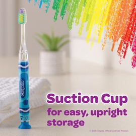GUM Crayola Kids Light-Up Timer Manual Toothbrush, Soft Bristles with Suction Cup Base, for Children & Toddlers, 1 Count (Ages 3+)