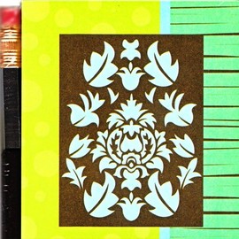 Damask Blue Magnetic Refrigerator Note Pad with Pencil