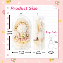 Playexen Clear Protective Case for Doll, Hanging Display Bag with Detachable Keychain, Portable PVC Storage Bag Up to 7.3 inch Doll (Black)