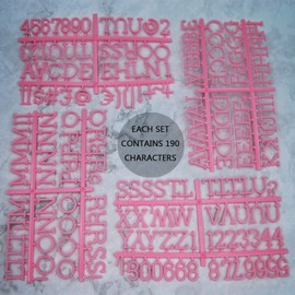 Changeable Letter board letters for Felt and plastic Message board with 190 Letters 1 inch (1" Letters, Pink)