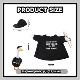CAMDUCK Porch Goose Outfit Costume Mess with The Honk You Get The Bonk Baseball Goose Clothes with Wood Bat Warning Porch Sign for Plastic Cement Goose Statue Garden Lawn Yard Patio Outdoor Decor