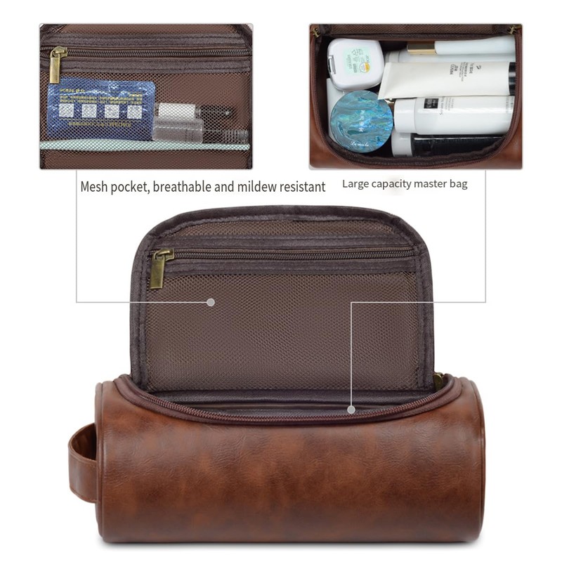 AIMALL 1 Small Travel PU Leather Cosmetic Bag 9.6x6.1x3.3 inches