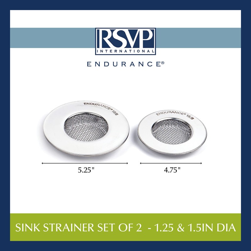 RSVP International Stainless Steel Kitchen Sink Strainer, Food Scrap Trap,